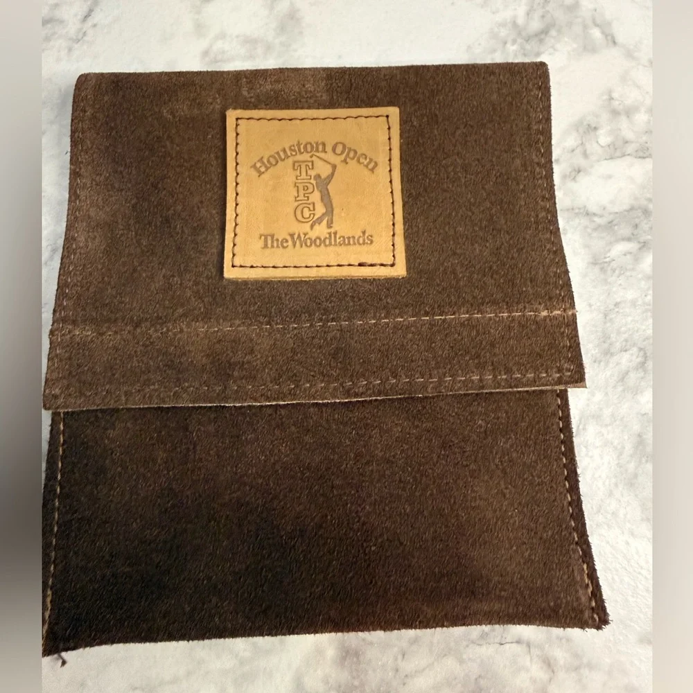 VTG 1985 -2002 Houston Open TPC The Woodlands Brown Suede Valuable Golf Pouch